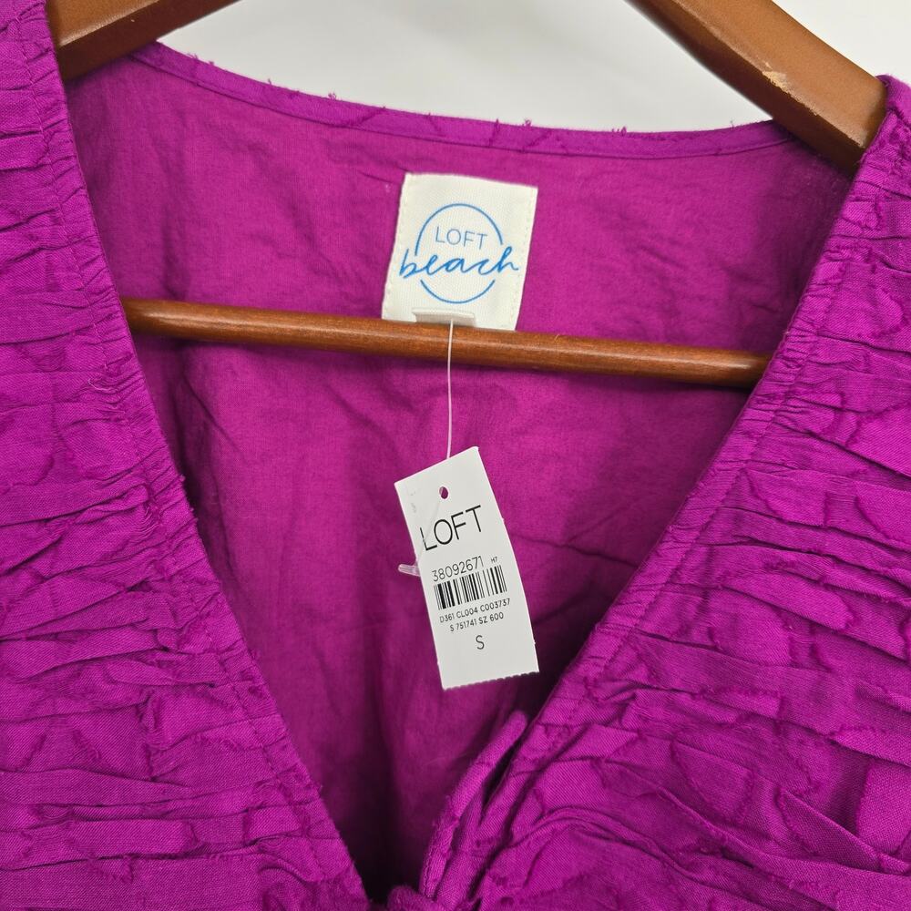 LOFT Beach Coastal Chic Deep Magenta Textured Cotton Maxi Dress -Small - Picture 2 of 6